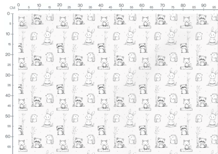 Tissu Imprimé Animaux Mignons Foret Lineart, 11 tissus au choix – Image 3