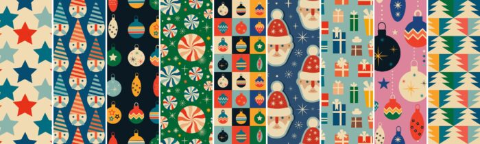 Tissu Imprimé Retro Noel Vintage Boules Vert, 11 tissus au choix – Image 4