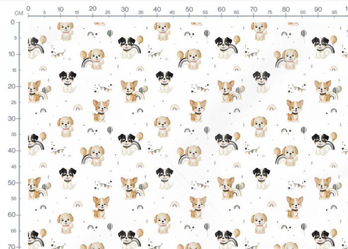 Tissu Imprimé Chiots Mignons Arc-en-ciel, 3 coloris et 11 tissus au choix – Image 3