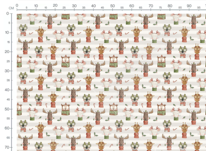 Tissu Imprimé Noel Animaux Lunettes Rayures, 11 tissus au choix – Image 3