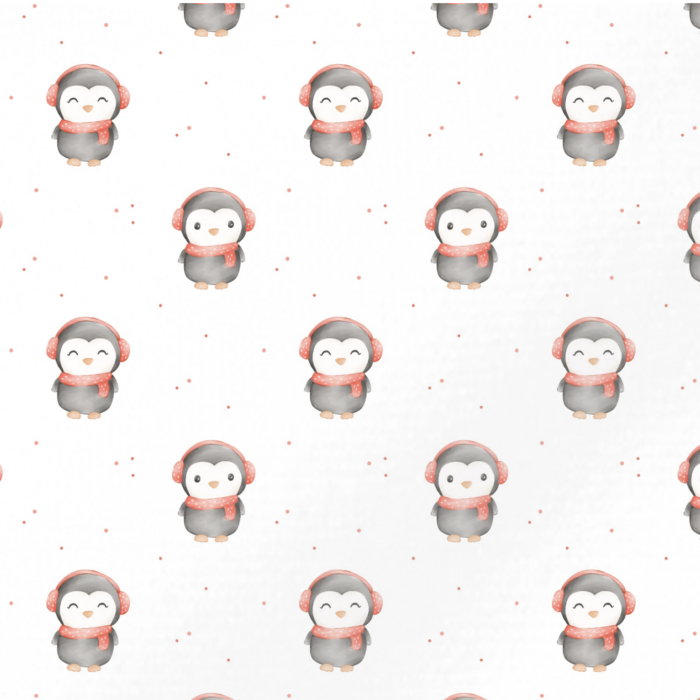 Tissu Imprimé Pingouin Mignon Echarpe, 2 coloris et 11 tissus au choix