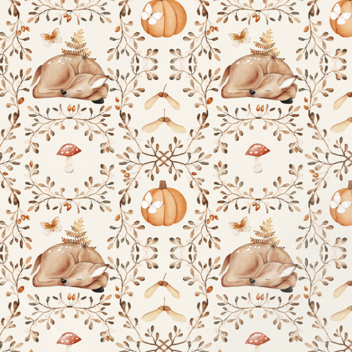 Tissu Imprimé Automne Bonne Nuit Biche, 11 tissus au choix