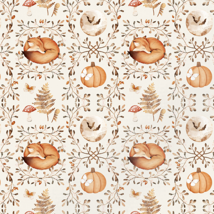 Tissu Imprimé Automne Bonne Nuit Renard, 11 tissus au choix