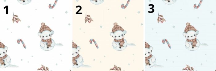 Tissu Imprimé Bonhomme de Neige Mignon, 3 coloris et 11 tissus au choix – Image 4