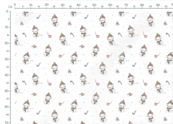 Tissu Imprimé Bonhomme de Neige Mignon Blanc, 11 tissus au choix – Image 3