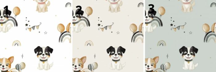 Tissu Imprimé Chiots Mignons Arc-en-ciel, 3 coloris et 11 tissus au choix – Image 4