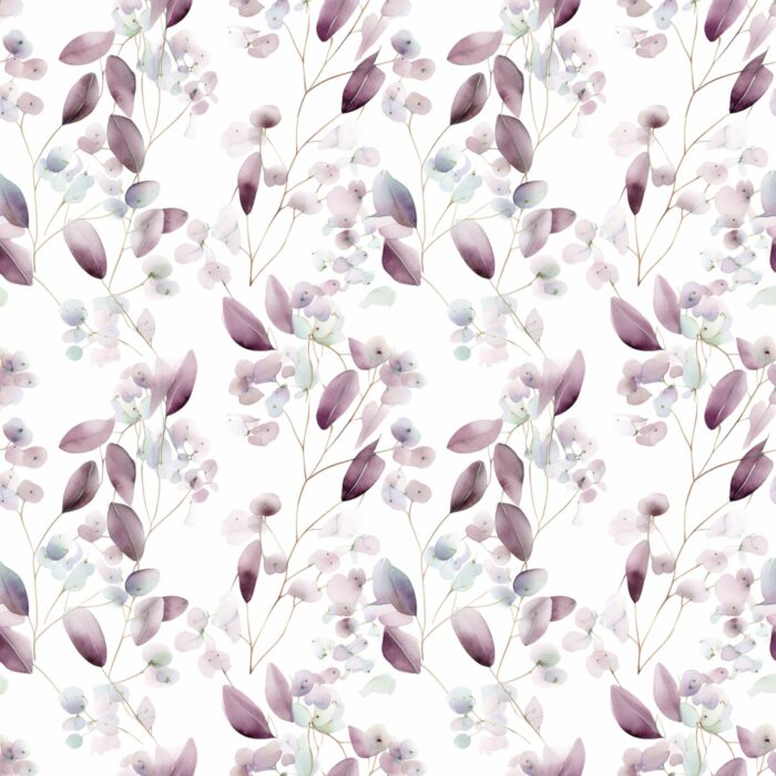 Tissu Imprimé Feuilles Eucalyptus Famille Rose Bordeaux, 10 tissus au choix