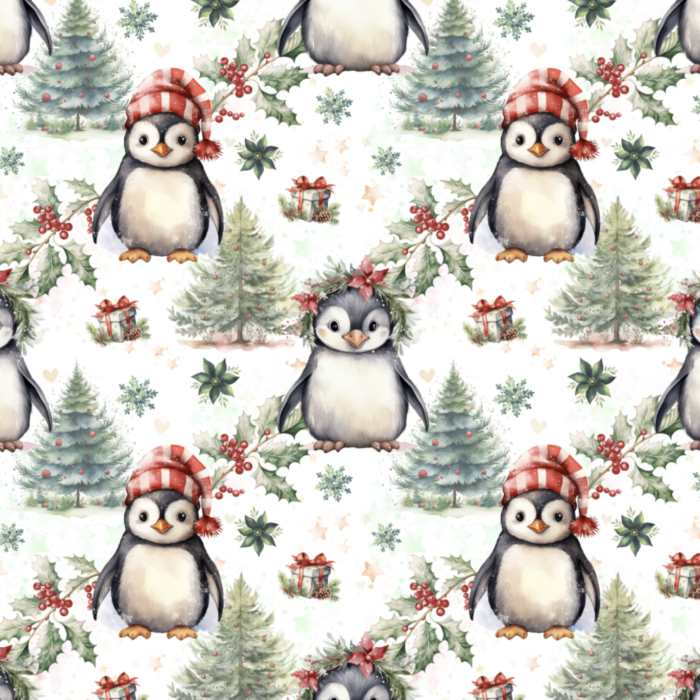 Tissu Exclusif Noel Pingouin Foret, 11 tissus au choix