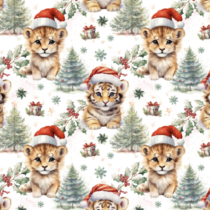 Tissu Exclusif Noel Tigre Mignon, 11 tissus au choix