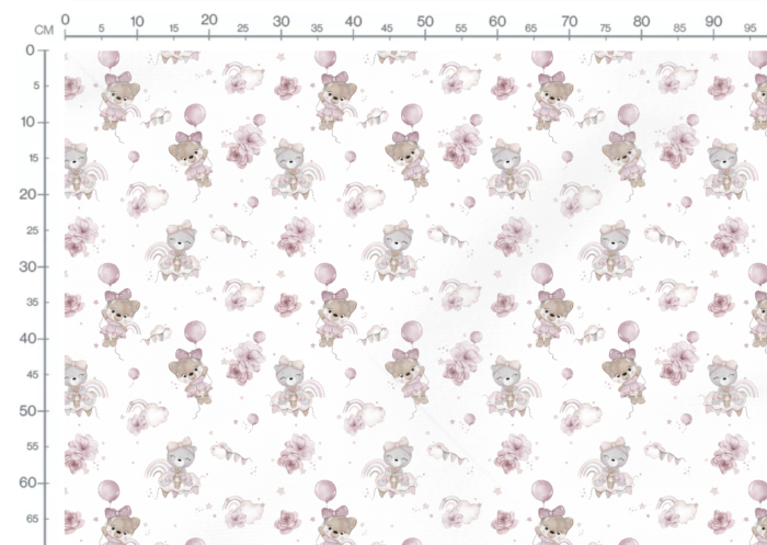 Tissu Imprimé Fille Ourson Rose Blanc, 11 tissus au choix – Image 3