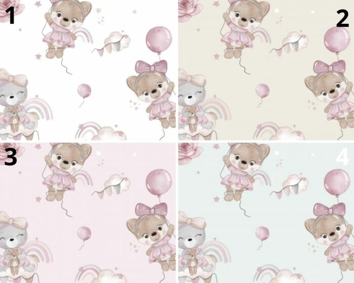 Tissu Imprimé Fille Ourson Rose, 4 coloris et 11 tissus au choix – Image 5