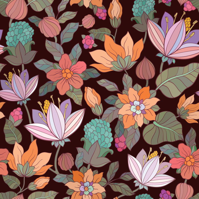 Tissu Imprimé Fleuri Aude Belle Nuit, 11 tissus au choix