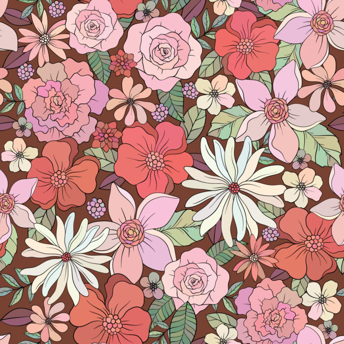 Tissu Imprimé Fleurs Leslie, 5 coloris et 11 tissus au choix