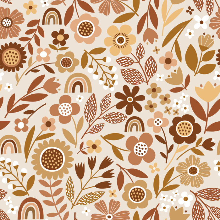 Tissu Imprimé Fleurs Automne Nude, 11 tissus au choix
