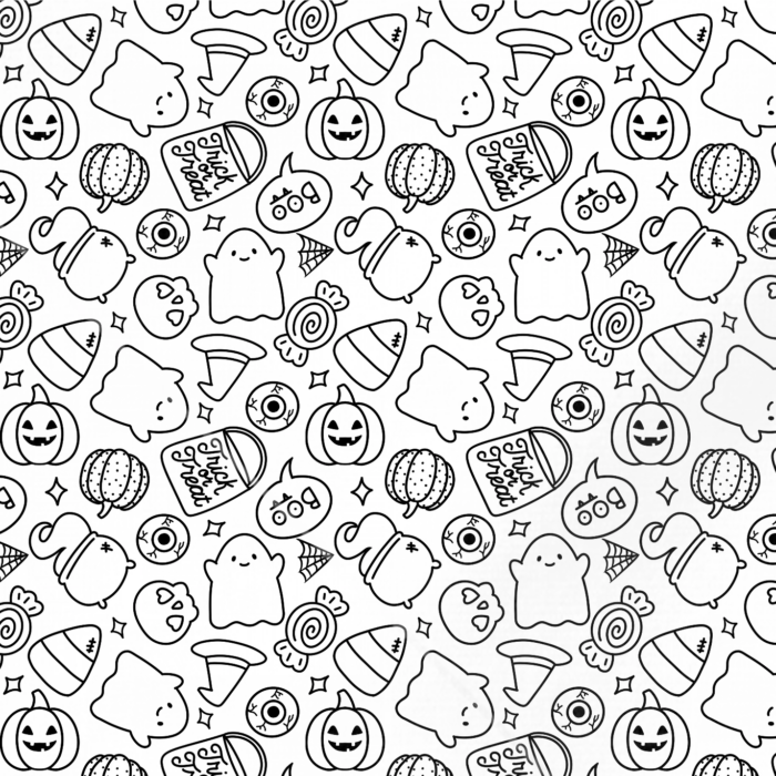 Tissu Imprimé Halloween a Colorier, 11 tissus au choix