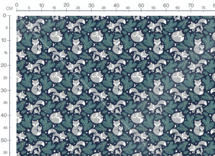 Tissu Imprimé Hiver Renard Gris Sapin, 11 tissus au choix – Image 3