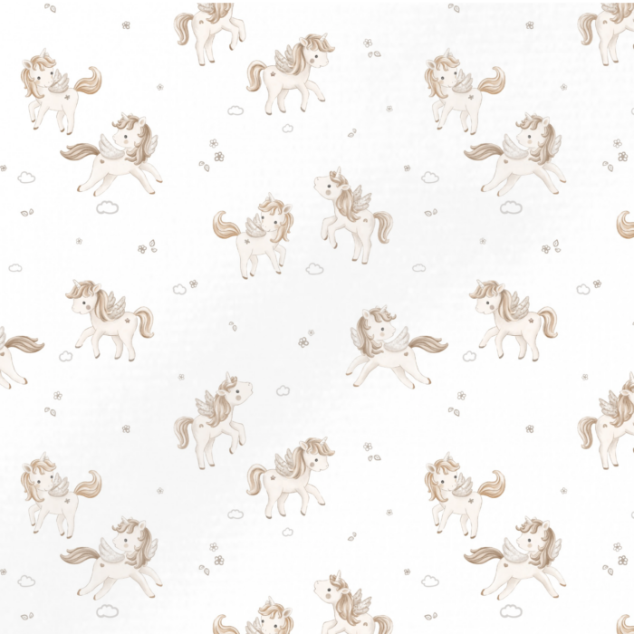Tissu Imprimé Licorne Mignonne Blanc, 11 tissus au choix