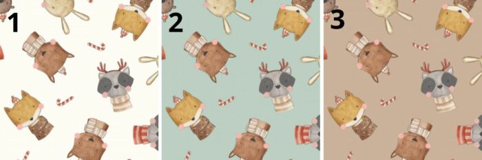Tissu Imprimé Noel Animaux Canne a Sucre, 3 coloris et 11 tissus au choix – Image 4