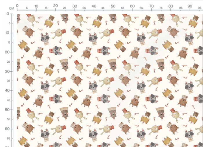 Tissu Imprimé Noel Animaux Canne a Sucre, 3 coloris et 11 tissus au choix – Image 3