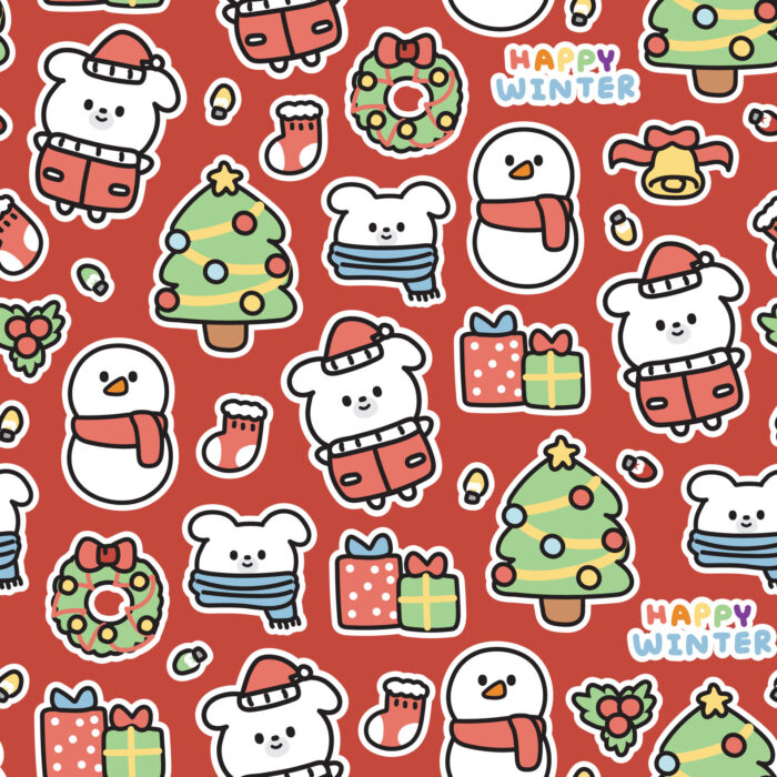 Tissu Imprimé Noel Animaux Mignons Rouge, 11 tissus au choix