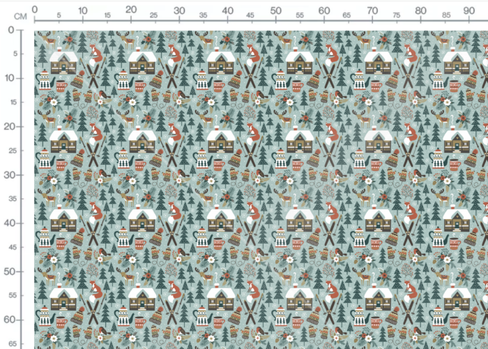 Tissu Imprimé Noel Renard Chalet Bleu, 11 tissus au choix – Image 3