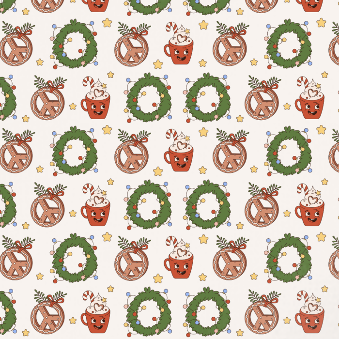 Tissu Imprimé Noel Retro Groovy Deco, 11 tissus au choix