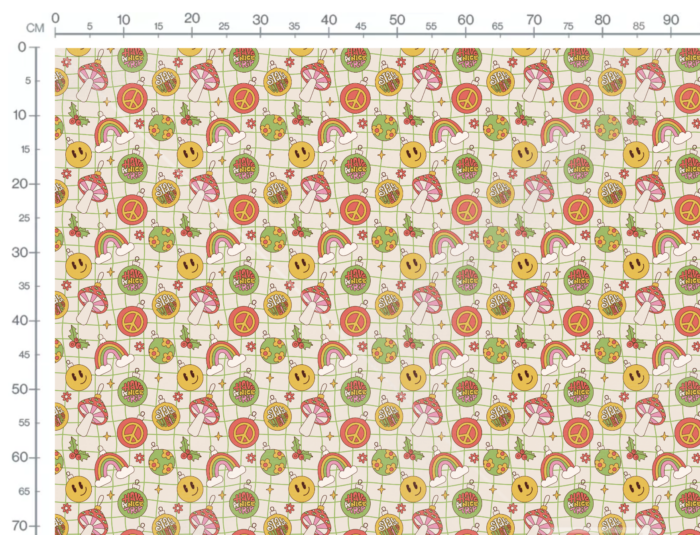 Tissu Imprimé Noel Retro Hippie Boules, 11 tissus au choix – Image 3