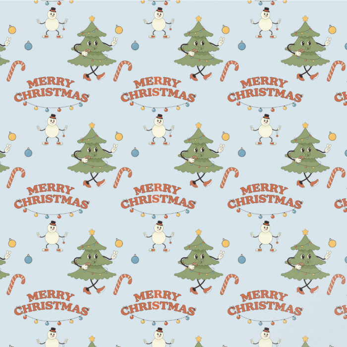 Tissu Imprimé Noel Retro Merry Christmas, 11 tissus au choix