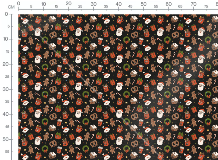 Tissu Imprimé Noel Retro Noir, 11 tissus au choix – Image 3