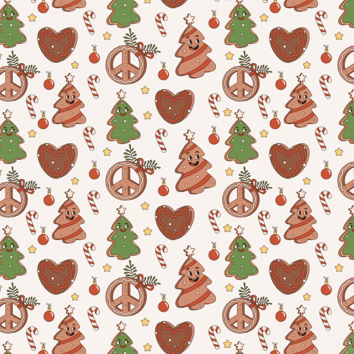 Tissu Imprimé Noel Retro Pain d'Epices, 11 tissus au choix