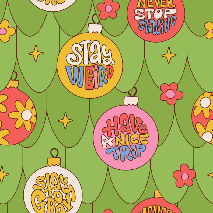 Tissu Imprimé Noel Retro Stay Groovy, 11 tissus au choix