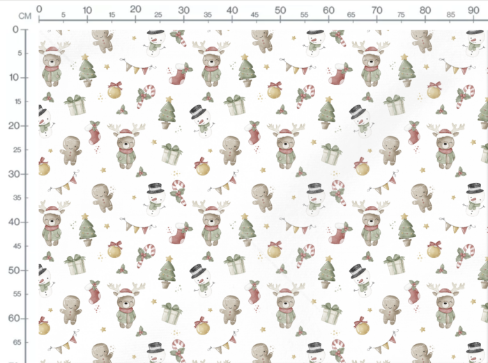 Tissu Imprimé Petit Noel Mignon Blanc, 11 tissus au choix – Image 3