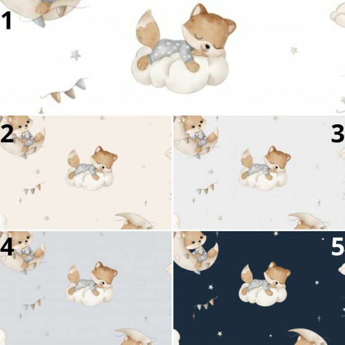 Tissu Imprimé Renard Dodo Nuage, 5 coloris et 11 tissus au choix – Image 4
