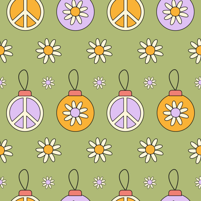 Tissu Imprimé Noel Retro Boules Peace, 11 tissus au choix