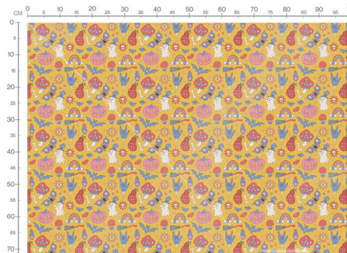 Tissu Imprimé Retro Groovy Halloween, 11 tissus au choix – Image 3