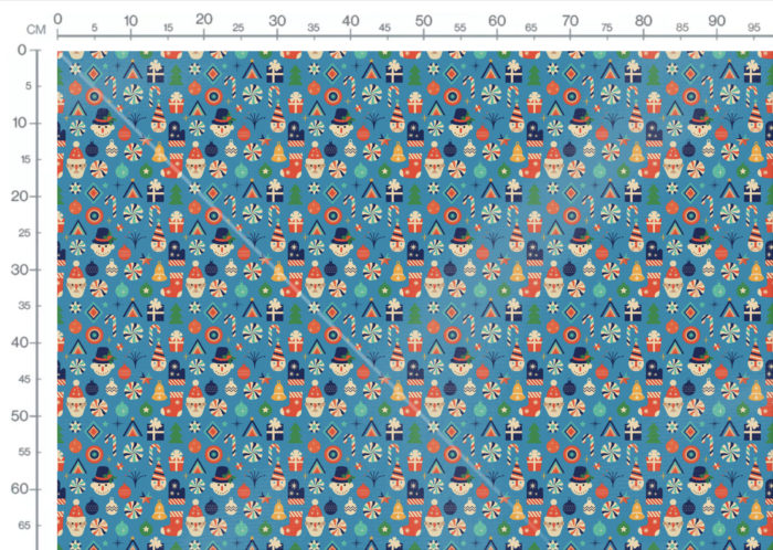 Tissu Imprimé Retro Noel Vintage Bleu, 11 tissus au choix – Image 3