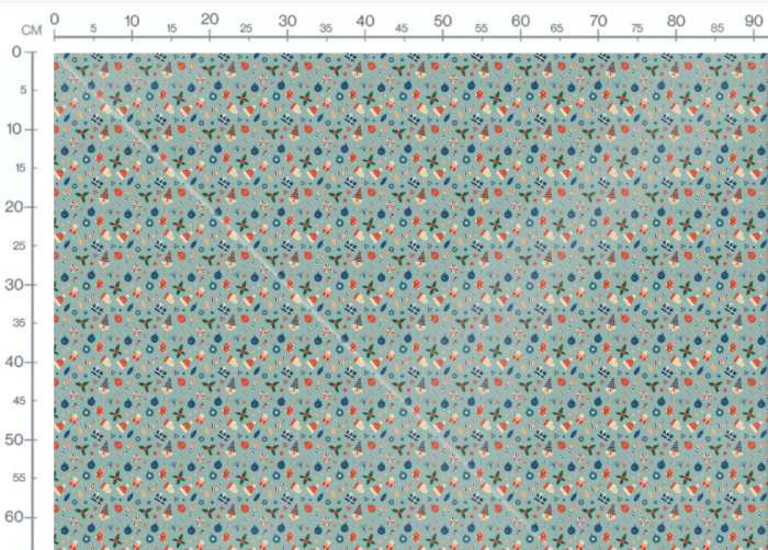 Tissu Imprimé Retro Noel Vintage Bleu Petit, 11 tissus au choix – Image 3
