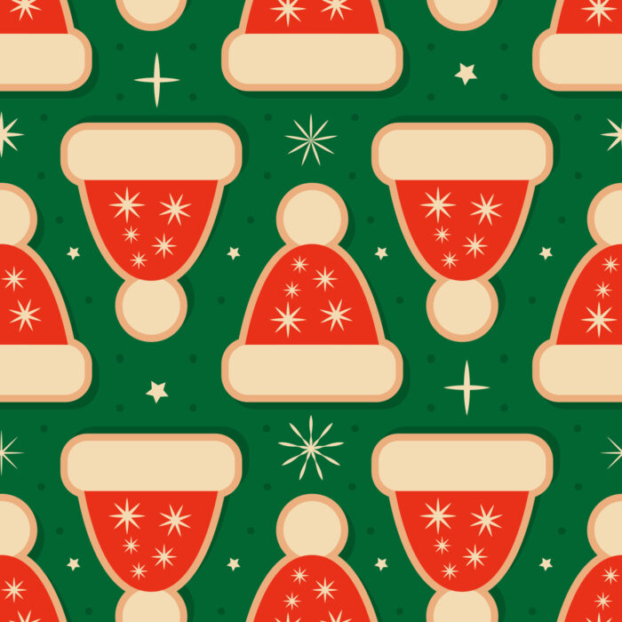 Tissu Imprimé Retro Noel Vintage Bonnet, 11 tissus au choix