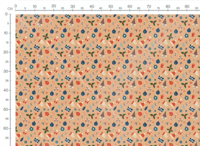 Tissu Imprimé Retro Noel Vintage Deco Caramel, 11 tissus au choix – Image 3