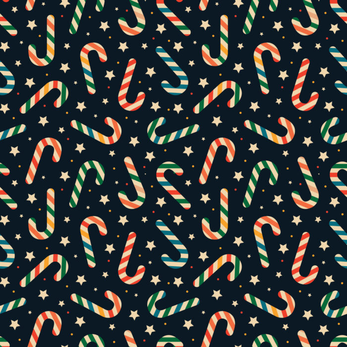 Tissu Imprimé Retro Noel Vintage Nuit Candy, 11 tissus au choix