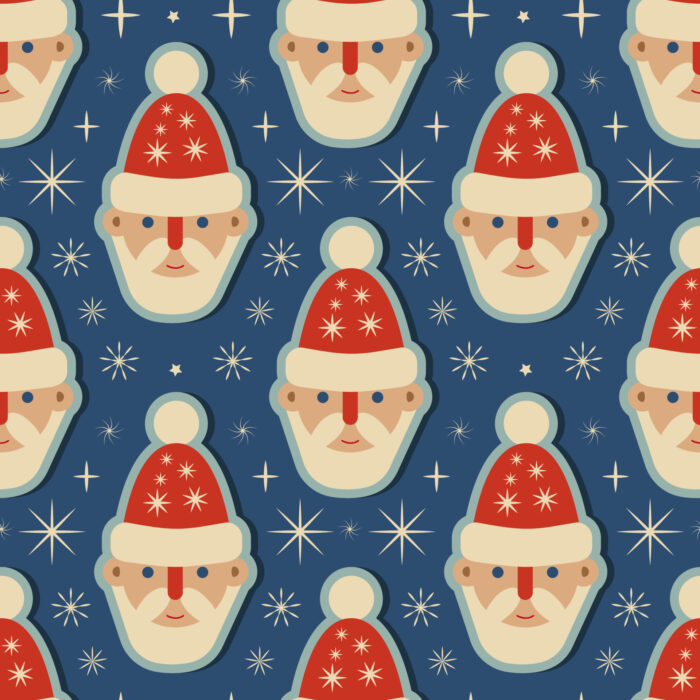Tissu Imprimé Retro Noel Vintage Pere Noel, 11 tissus au choix