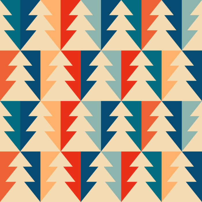 Tissu Imprimé Retro Noel Vintage Sapin, 11 tissus au choix