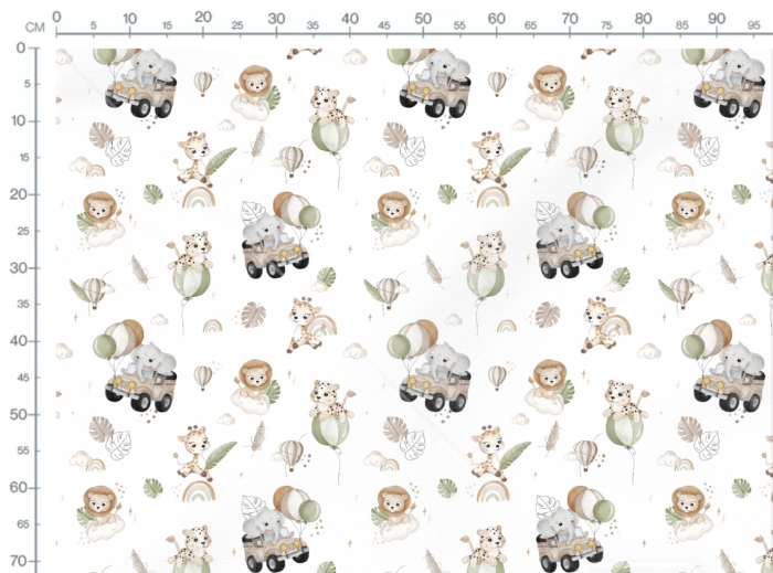 Tissu Imprimé Safari Ballons Blanc, 11 tissus au choix – Image 4