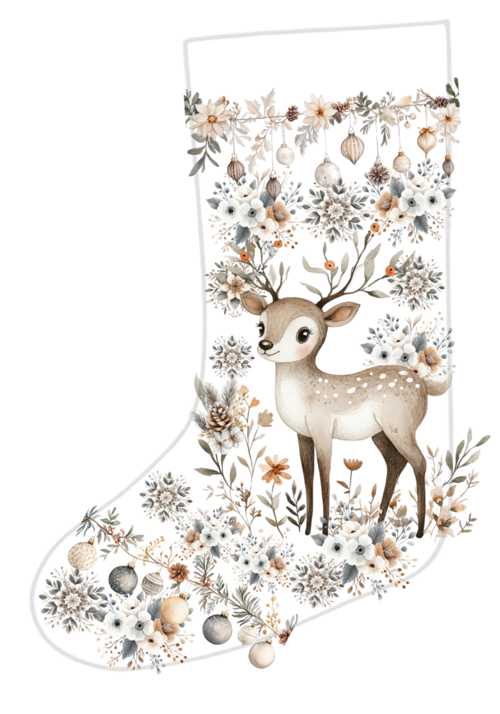 Panneau Chaussette de Noel Boho Renne