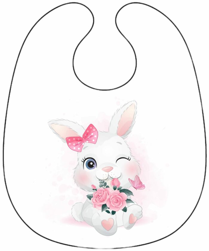 Panneau Bavoir Lapin Mignon Papillon