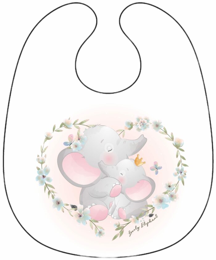 Panneau Bavoir Lovely Elephant Coeur