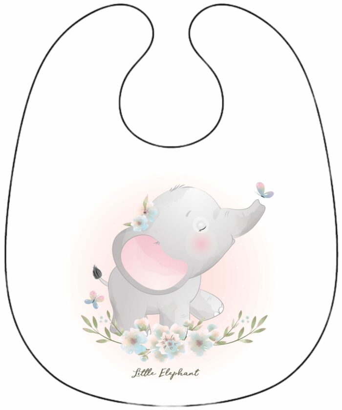 Panneau Bavoir Lovely Elephant Papillon
