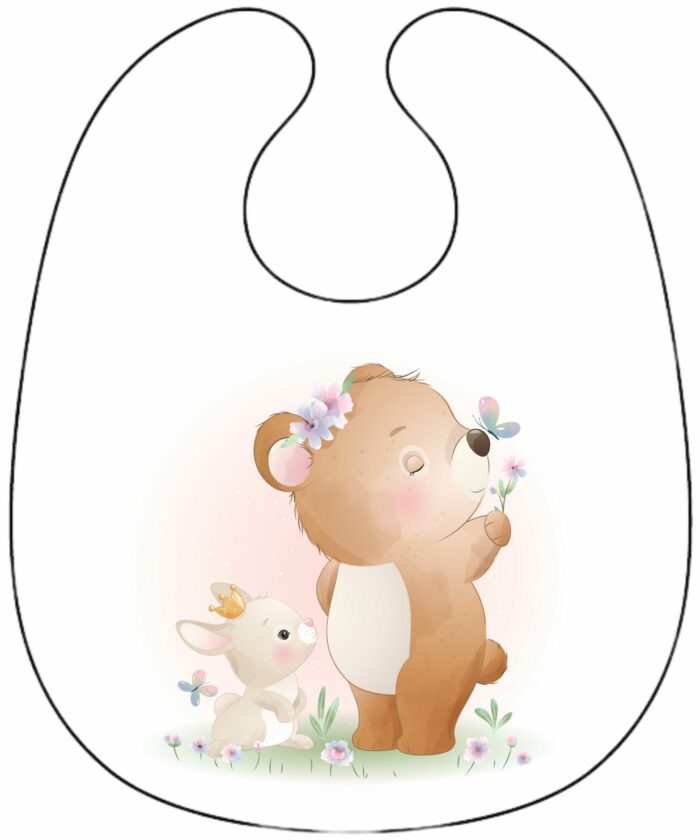 Panneau Bavoir Lovely Ourson Lapin
