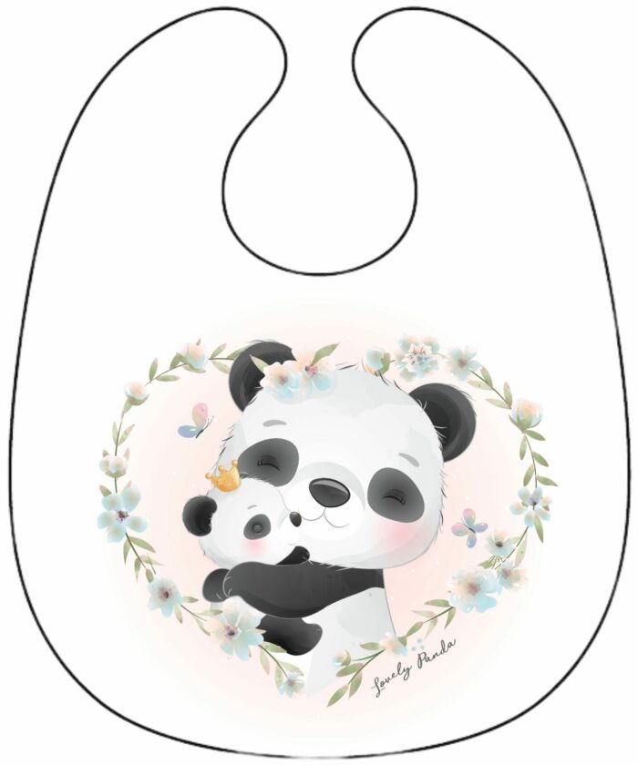 Panneau Bavoir Lovely Panda Coeur