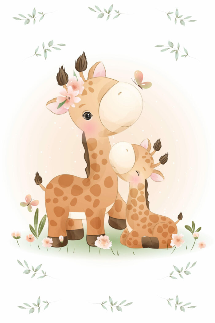 Panneau Tissu Couverture Lovely Girafe Maman